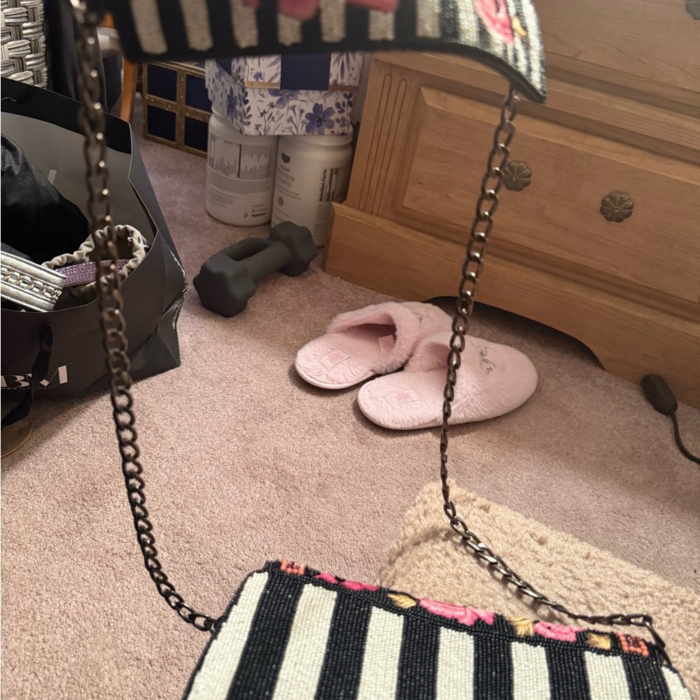 Mary Frances Black and Pink Floral Mini Bag - Picture 8 of 13